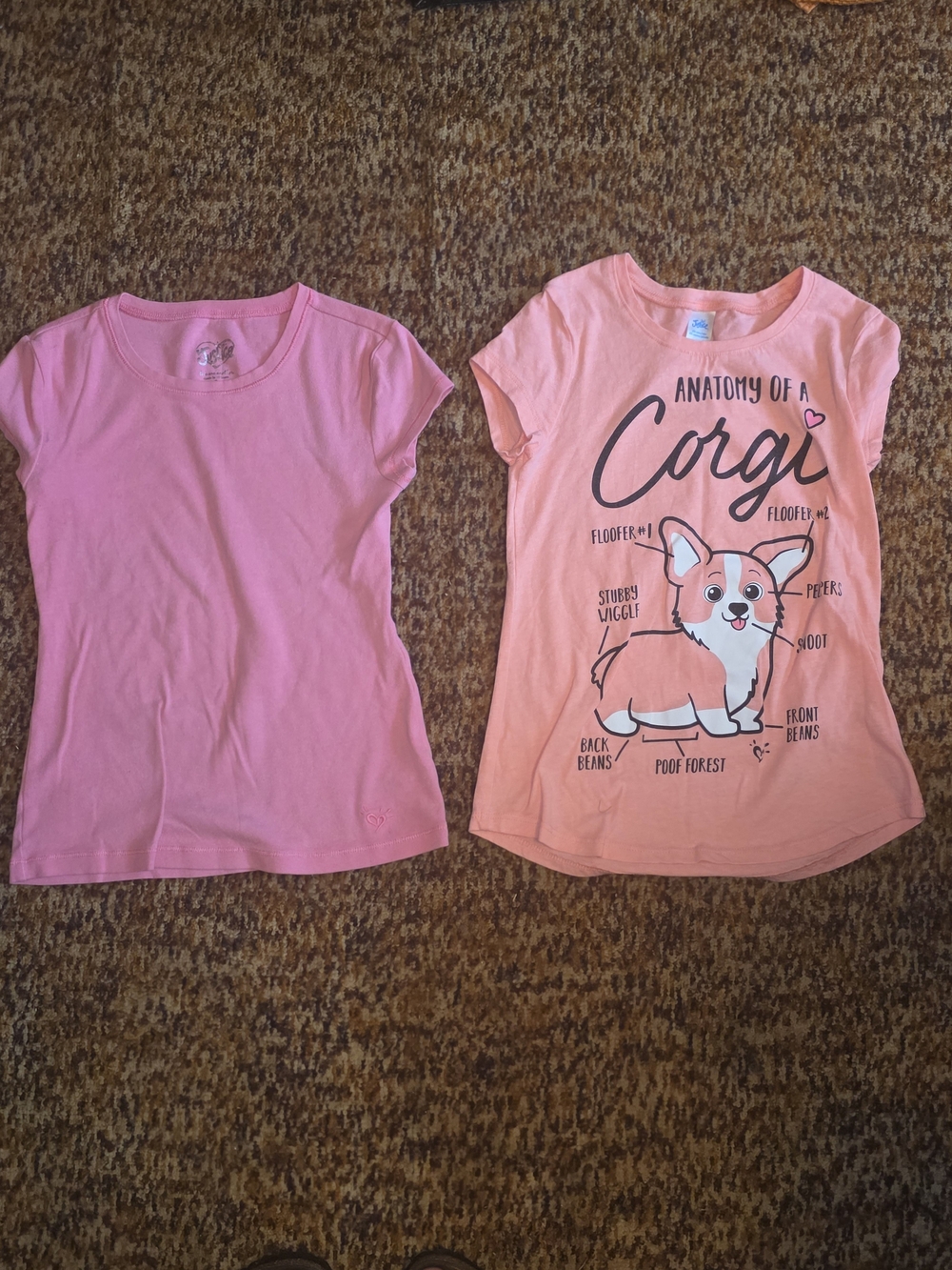Justice Girls' Pink & Peach Corgi Graphic Short Sleeve Tees